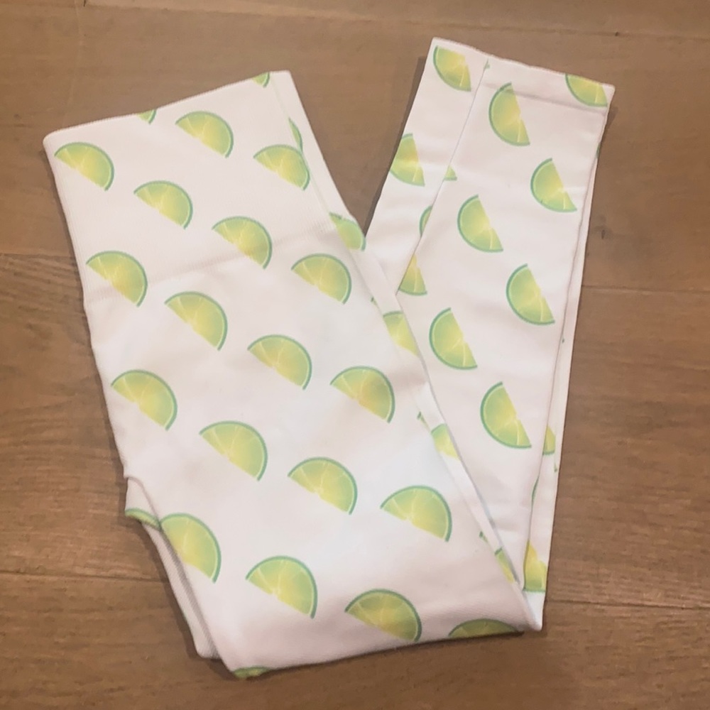 Lime print crop leggings